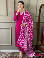 Deep Pink Viscose Silk Readymade Kurti